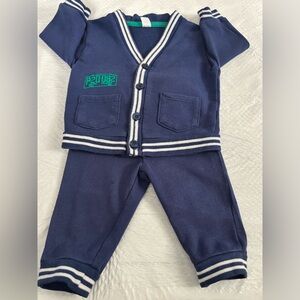 Petit Lem Navy Knit Baby Cardigan & Pants Set